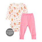 Conjunto Body Manga Longa Estampado e Mijão Mini & Co Feminino - Cachorrinha
