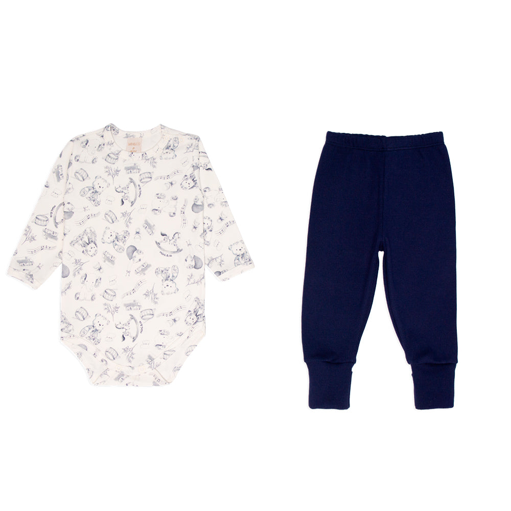 Conjunto Body Manga Longa E Mijão Mini E Co Suedine E Ribana Masculino - Provençal Masculino