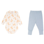 Conjunto Body Manga Longa Com Mijão Mini E Co Suedine Com Pé Reversível Masculino - Ursinhos