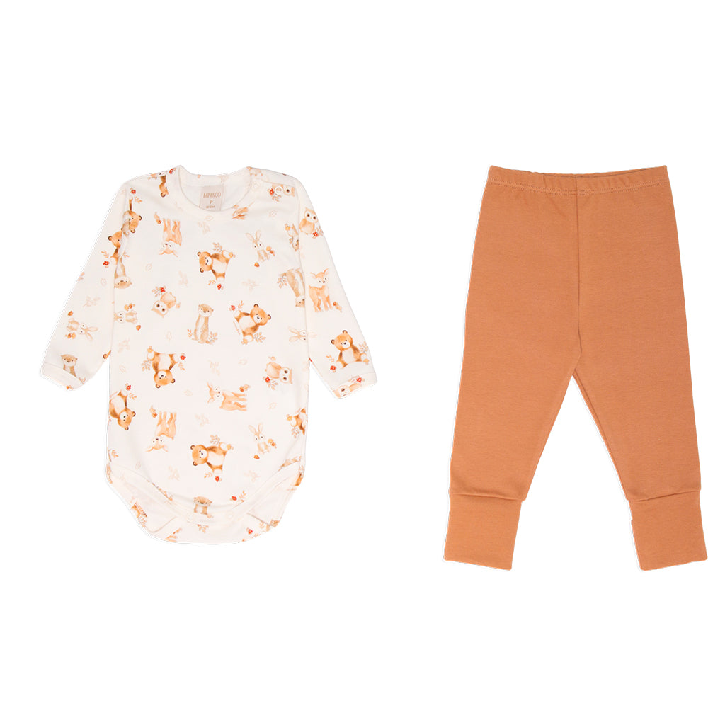 Conjunto Body Manga Longa Com Mijão Mini E Co Suedine Masculino - Forest