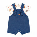 Conjunto Body Manga Curta E Jardineira Com Entrepernas Mini & CO Em Suedine E Malha Denim Masculino - Urso Esportes