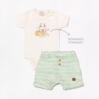Conjunto Body Manga Curta e Shorts Suedine Masculino Mini & Co – Capivaras