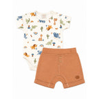 Conjunto Body Manga Curta Estampado e Shorts Masculino Mini & Co – Dinos