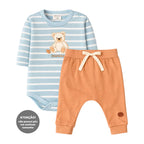 Conjunto Body Manga Longa e Calça Suedine Masculino Mini & Co - Ursinhos