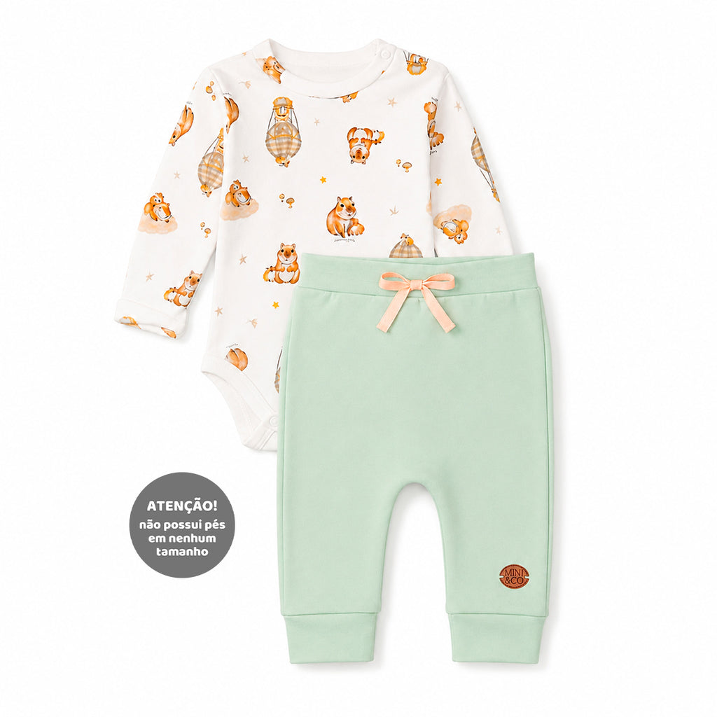 Conjunto Body Manga Longa e Calça Suedine Masculino Mini & Co – Capivaras
