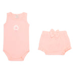 Conjunto Body Regata e Cobre Fraldas Mini E Co Suedine Ribana Punho Babadinho E Laço Feminino - Provençal Feminino
