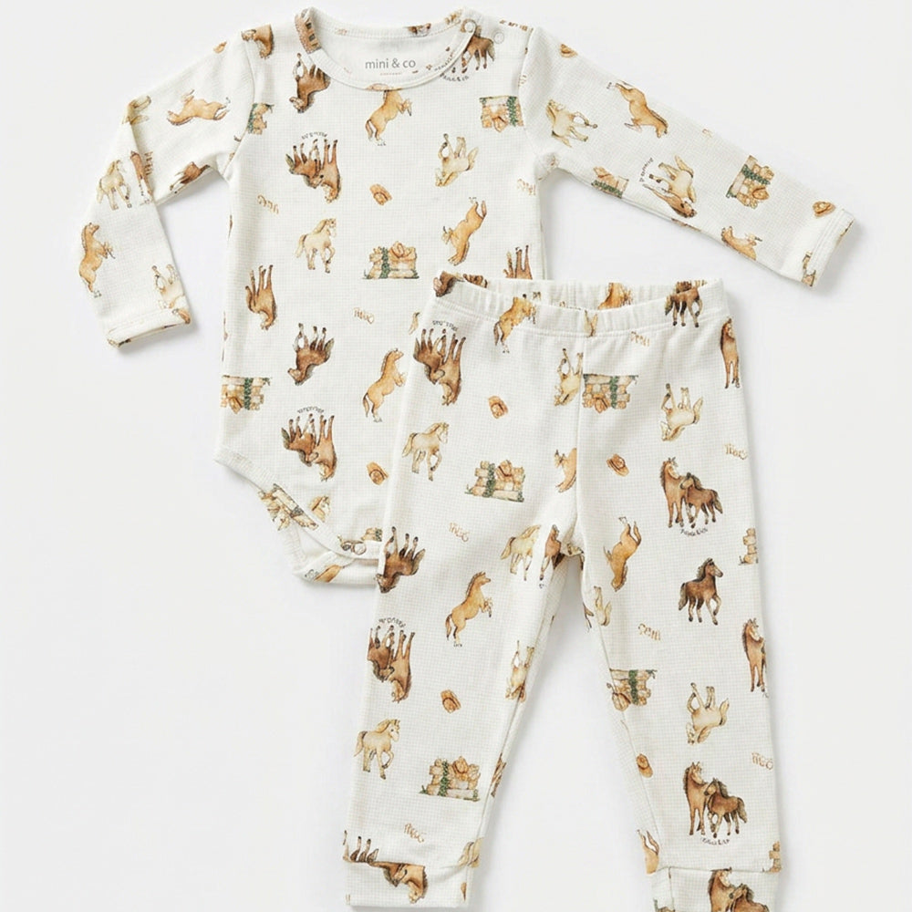 Conjunto Body Manga Longa Mini & CO Unissex - Cavalinho