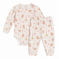 Conjunto Body Manga Longa e Mijão Estampado Feminino Mini & Co - Gatinhas