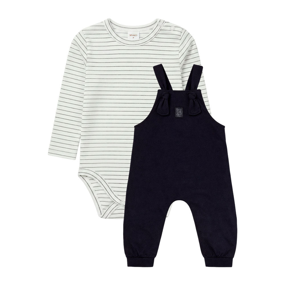 Conjunto Body Manga Longa e Jardineira Suedine Masculina Mini & Co - Carrinhos