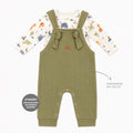 Conjunto Body Manga Longa e Jardineira Tricot e Suedine Masculino Mini & Co – Dinos