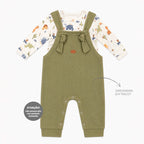 Conjunto Body Manga Longa e Jardineira Tricot e Suedine Masculino Mini & Co – Dinos