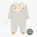 Conjunto Macacão Manga Curta E Babador Bandana Mini & CO Em Suedine E Atoalhado Masculino - Ursinhos