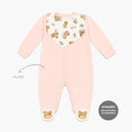 Macacão Plush Manga Longa Com Bandana E Pézinho Em Sherpa Mini & CO Em Suedine E Atoalhado Feminino - Ursinhas