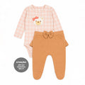 Conjunto Body Manga Longa E Calça Com Babado E Laço Mini & CO Em Suedine Feminino - Ursinhas