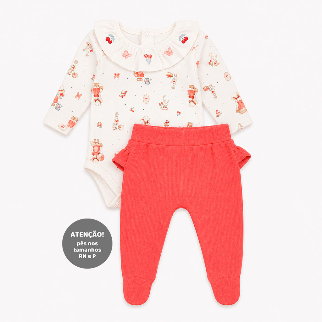 Conjunto Body Manga Longa Gola e Mijão Feminino Mini & Co – Camponesa