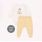 Conjunto Body Manga Longa e Calça Babadinho e Laço Mini & Co Suedine Feminino - Patinhas