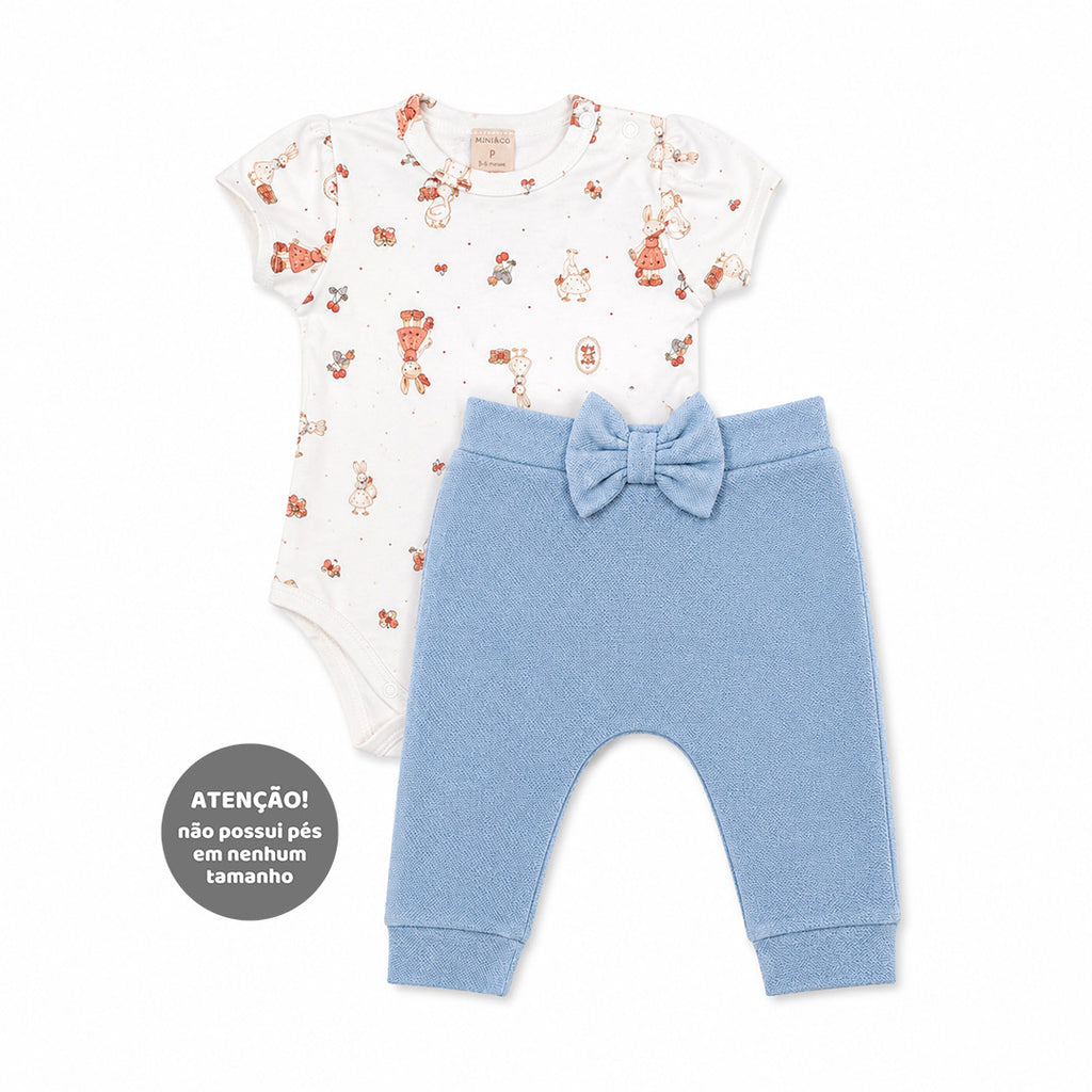 Conjunto Body Manga Curta e Calça Laço Feminino Mini & Co – Camponesa