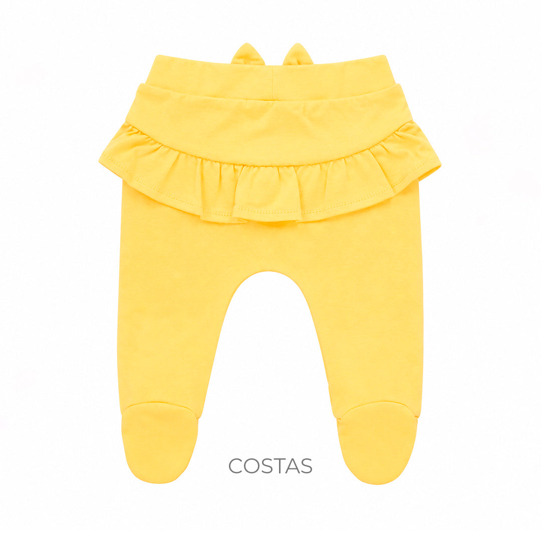 Conjunto Body Manga Longa e Mijão Babadinho e Laço Mini & CO Suedine Feminino - Patinhas