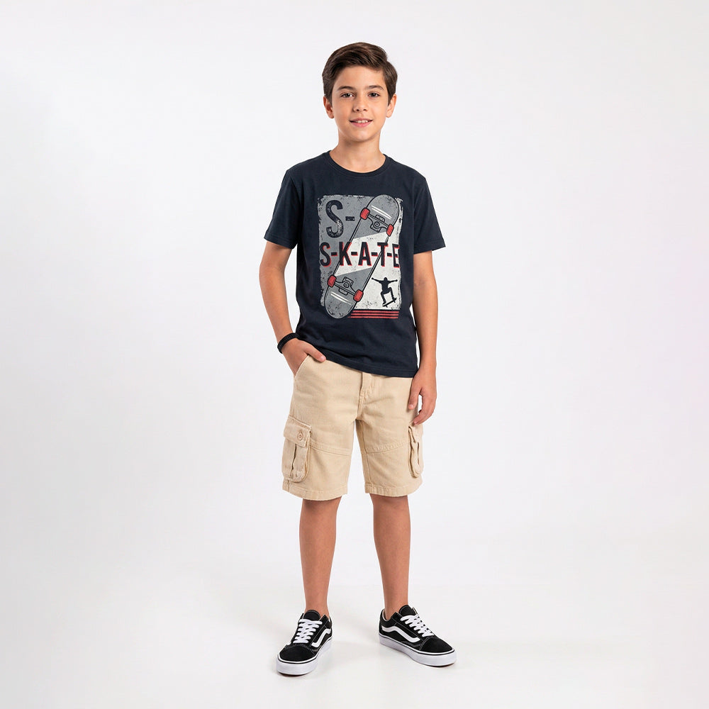 Bermuda Cargo Sarja Bege Playground Masculina