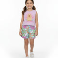 Conjunto Camiseta Manga Curta E Shorts Fakini Infantil Estampado Feminino