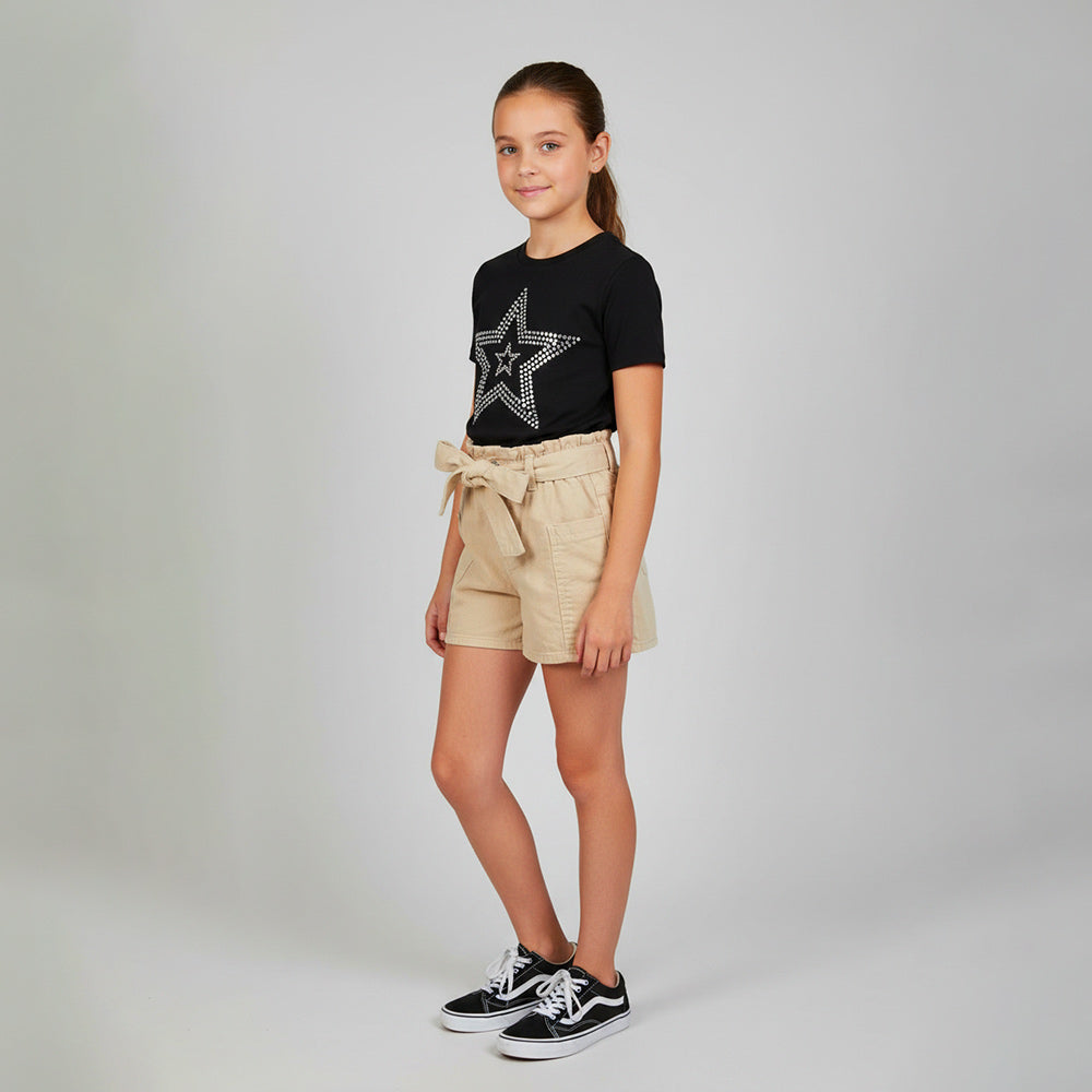 Shorts Sarja 3 Botões Bege Playground Feminino
