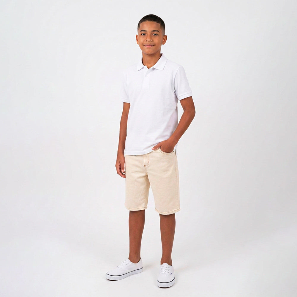 Bermuda Sarja Bege Costura Marrom Playground Masculina