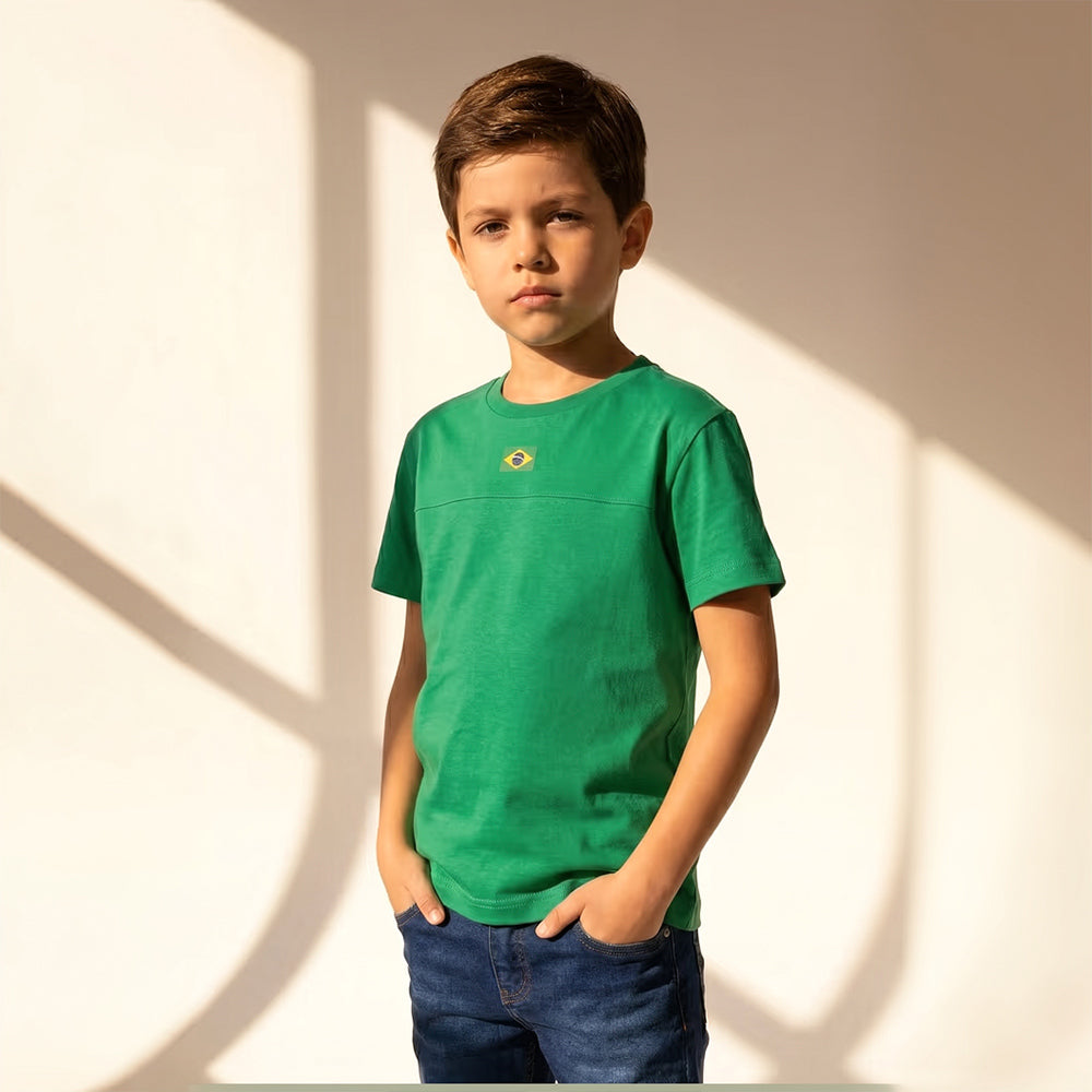 Camiseta em Meia Malha Brasil Fakini Masculino Copa do Mundo - Verde