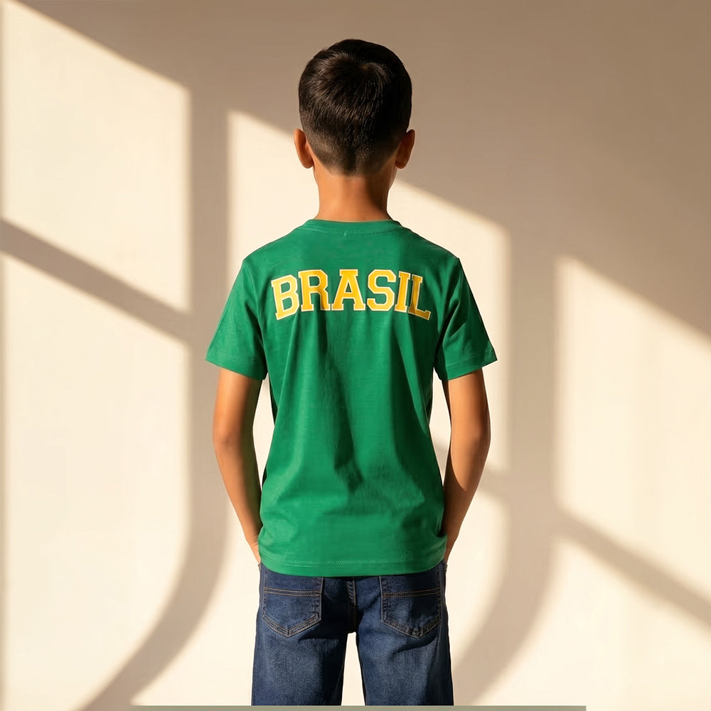 Camiseta em Meia Malha Brasil Fakini Masculino Copa do Mundo - Verde