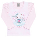 Blusinha Manga Longa Ursinha Rosa Cake Randa Mundu - Feminina