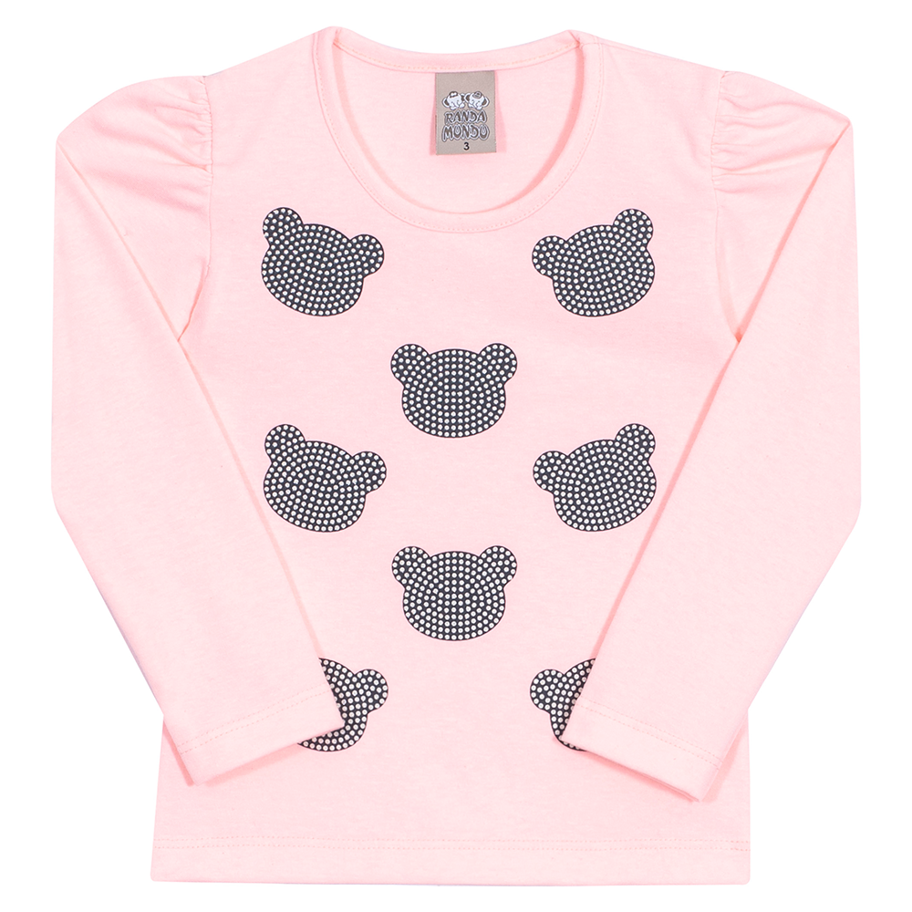 Blusinha Manga Longa Ursinhos Lollipop Randa Mundu - Feminina