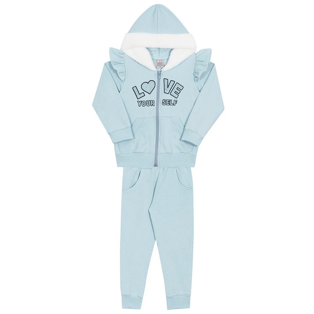 Conjunto Moletom com Jaqueta Love Yourself Azul Randa Mundu - Feminino