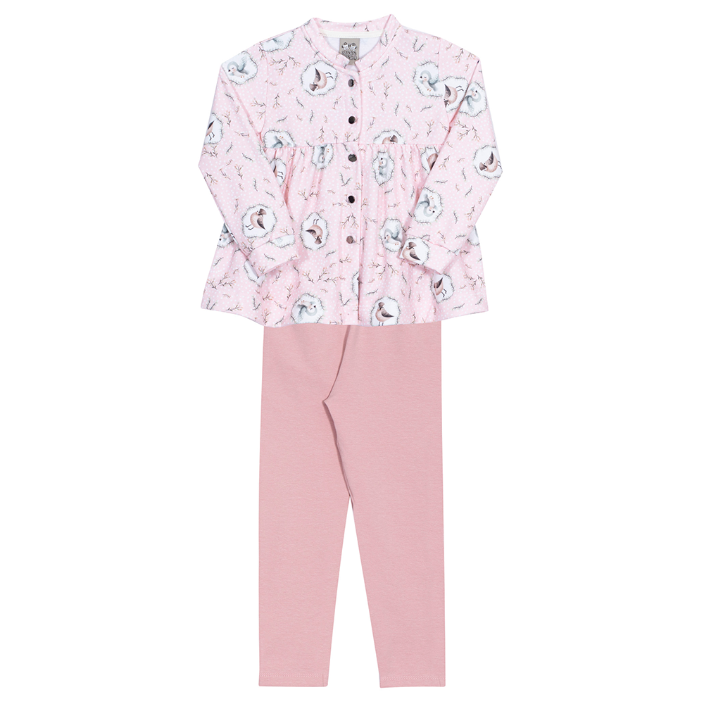 Conjunto Casaco Botão e Legging Rosa Randa Mundu - Feminino