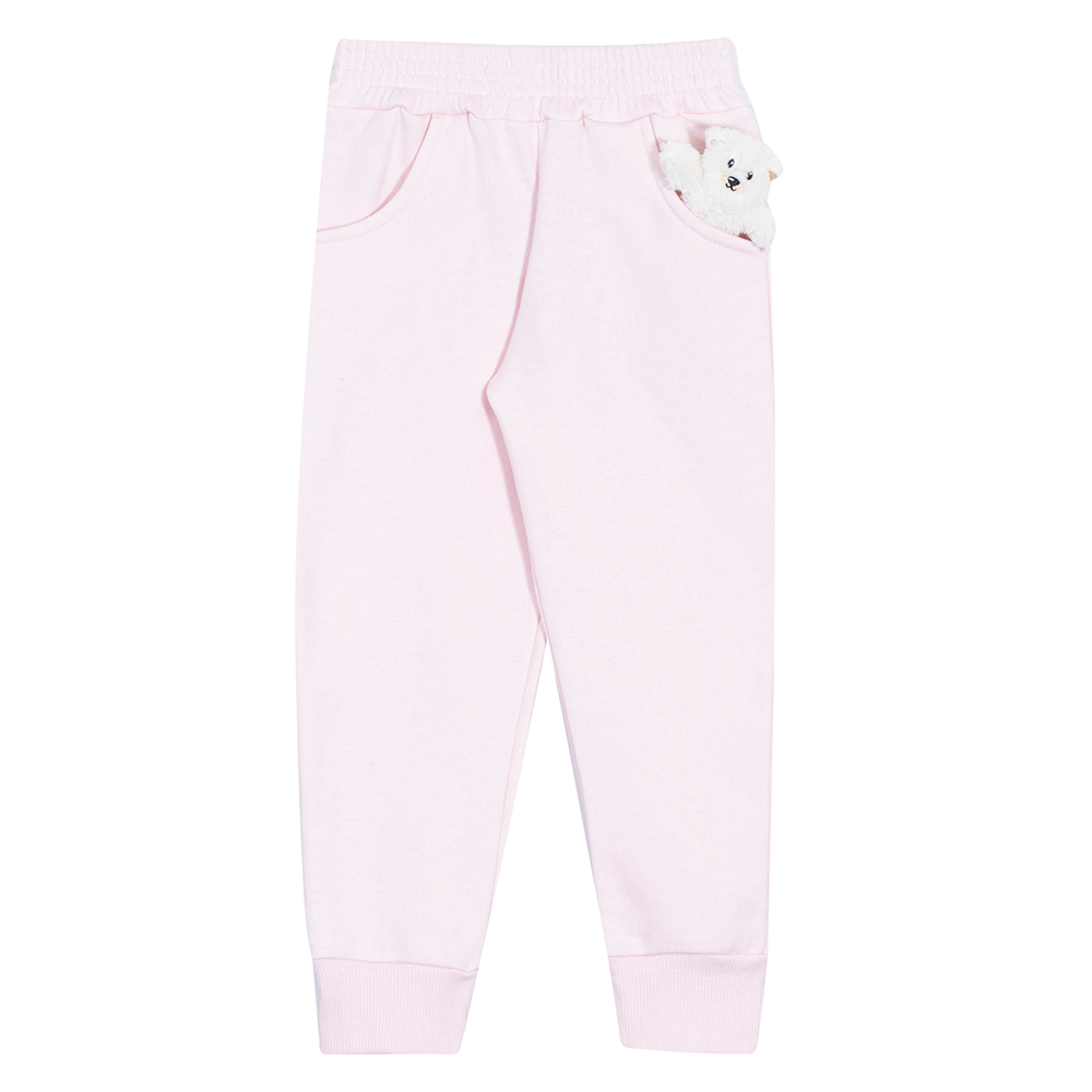 Calça Moletom Peluciado com Ursinho Rosa Cake Randa Mundu - Feminina