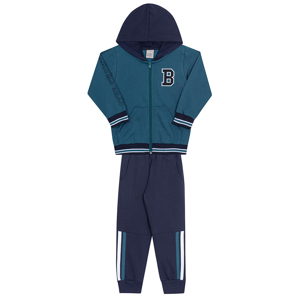 Conjunto Moletom Jaqueta com Capuz Petroleo Randa Mundu - Masculino