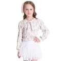 Blusinha Manga Longa Canelada Estampada Flores Bege Randa Mundu - Feminina