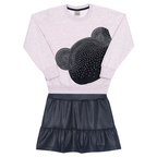 Conjunto Blusa Moletom e Shorts Saia Cirrê Rosa Randa Mundu - Feminino