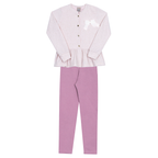 Conjunto Casaquinho Moletom e Legging Rosa Cake/Uva Randa Mundu - Feminino
