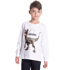 Camiseta Manga Longa Epic Dinosaur Branca Randa Mundu - Masculina