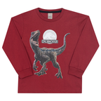 Camiseta Manga Longa Epic Dinosaur Vermelha Randa Mundu - Masculina