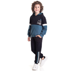 Conjunto Moletom Peluciado Manga Longa com Capuz Petroleo Randa Mundu - Masculino