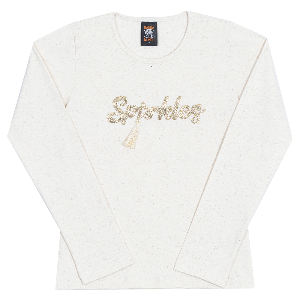 Blusinha Manga Longa Sparkles Linho Randa Mundu - Feminina