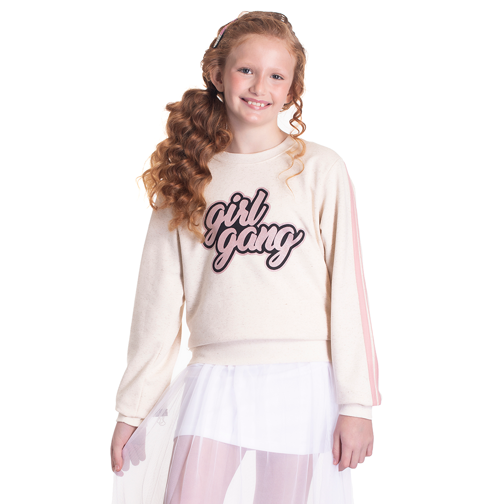 Blusa Moletom Girl Gang Linho Randa Mundu - Feminina