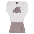 Conjunto Blusa Tricot e Shorts Saia Pied de Poule Off White Randa Mundu - Feminino