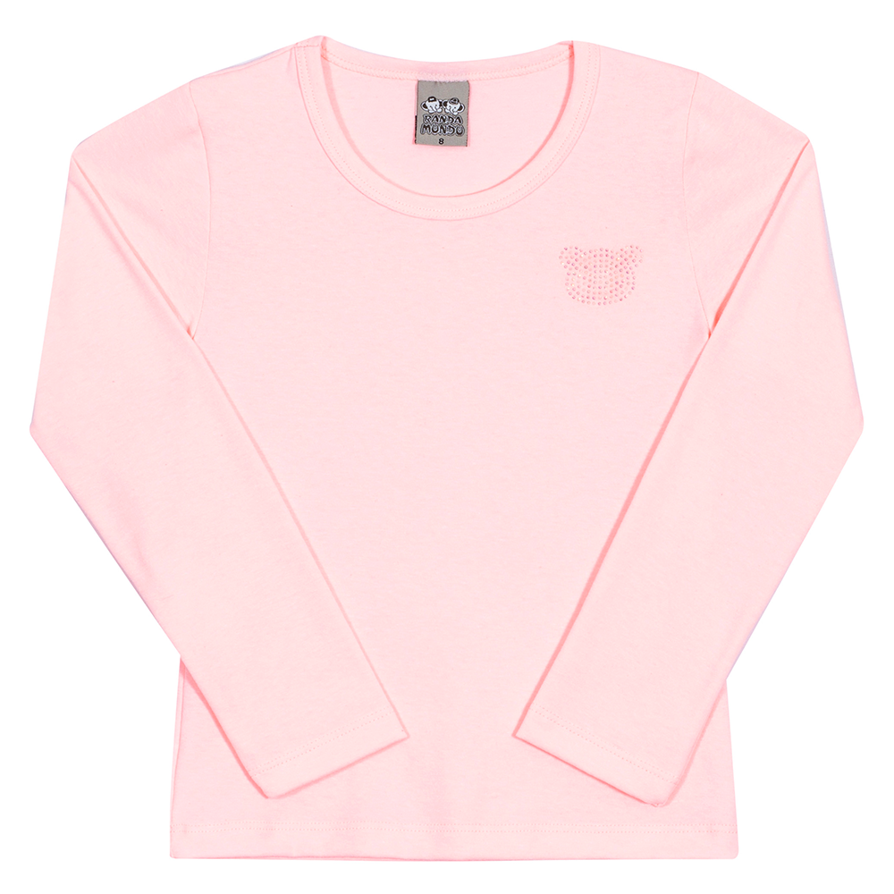 Blusinha Manga Longa com Strass Lollipop Randa Mundu - Feminina
