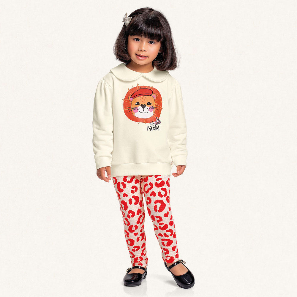 Conjunto Blusa Moletom Gola e Legging Leão Fakini - Feminino