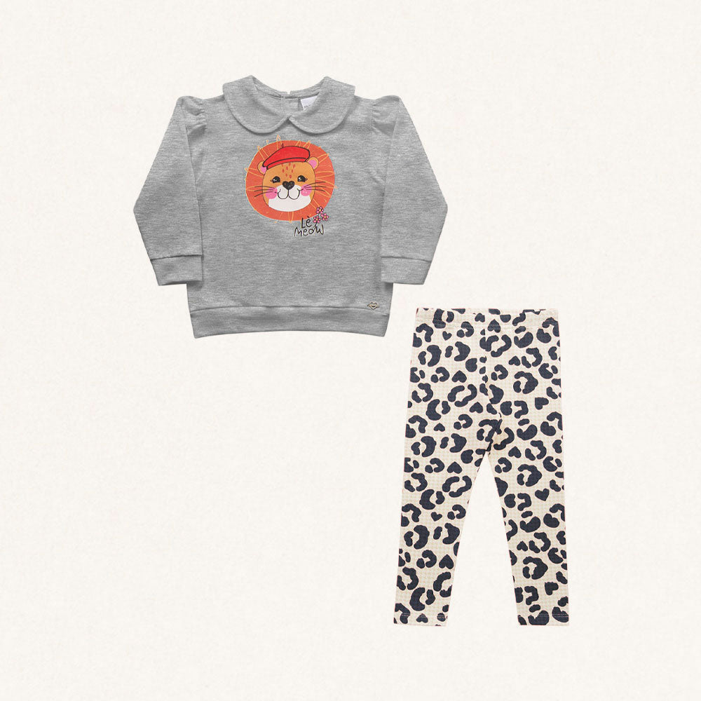 Conjunto Blusa Moletom Gola e Legging Leão Fakini - Feminino