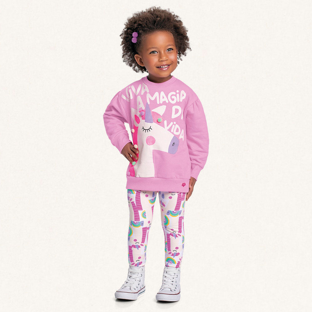 Conjunto Blusa Moletom e Legging Viva a Magia Fakini - Feminino