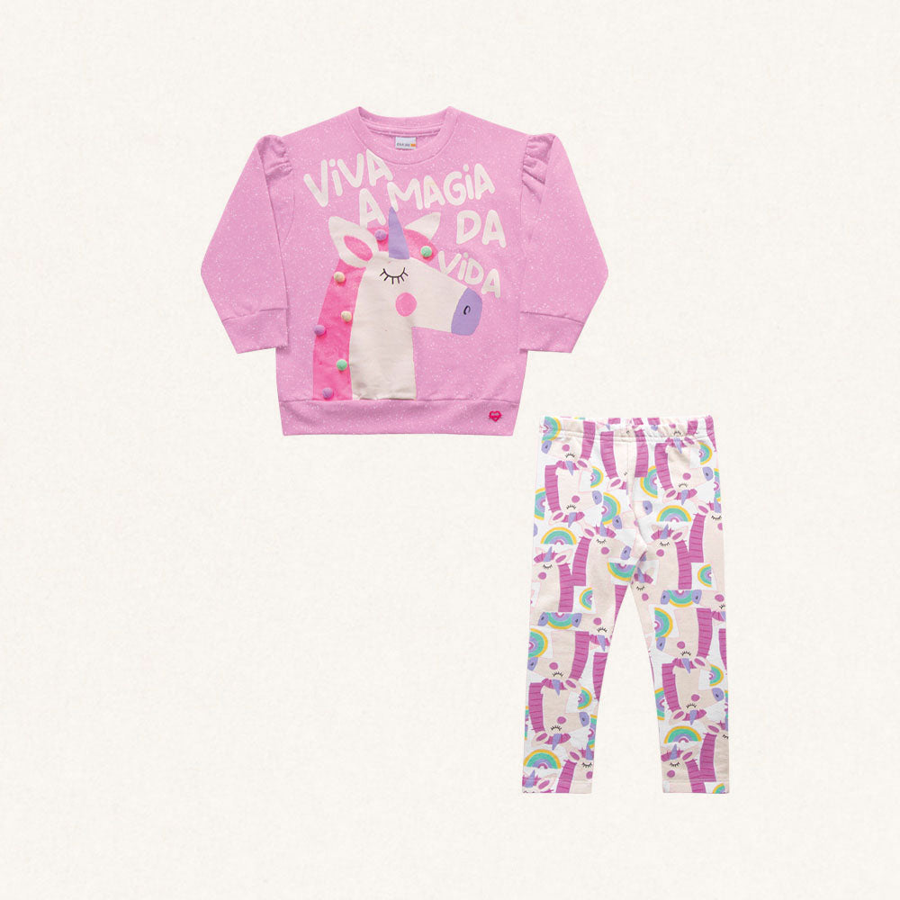 Conjunto Blusa Moletom e Legging Viva a Magia Fakini - Feminino
