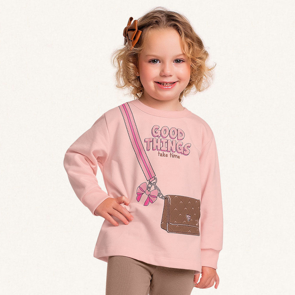 Conjunto Moletom Blusa e Calça Peluciada Good Things Rosa Fakini - Feminino