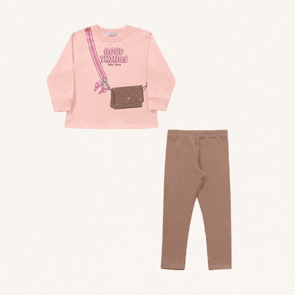 Conjunto Moletom Blusa e Calça Peluciada Good Things Rosa Fakini - Feminino